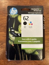 Genuine HP 62 N9H64FN Ink Cartridge - 2 Pack Black Tri Color Dated 2025