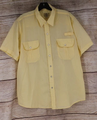 Haband Travelers Men's Button Front Shirt L Yellow Short Sleeve Casual Fishing - Image 1 of 4