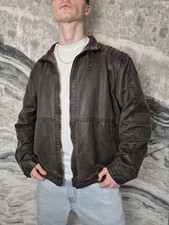 M&S Vintage Style Soft Leather Jacket Chocolate Brown Bomber Biker Heritage VGC