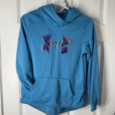 Under Armour Hoodie Sweatshirt Size YLG Blue Long Sleeve Pouch