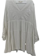 Altar’d State White Boho Dress M Medium Lace V Neck Lined
