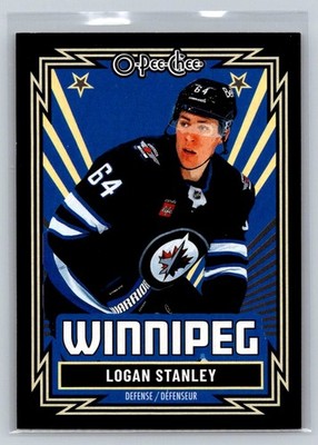 2025-26 O Pee Chee Retro Black Border Logan Stanley 087/100 Winnipeg Jets #240