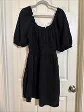 Women's GAP EUC 100% Cotton Black Puff Sleeve Dress Size XL