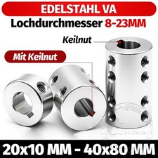 Edelstahl VA Starre Kupplung Mit Keilnut Hülsen Motor Verbinder Wellen Kuppler