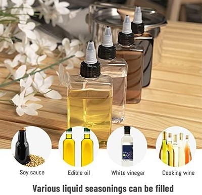 4er Set Mini Ölspender Flaschen 100 ml   Auslaufsicher für Camping, Öl, Sauce, E