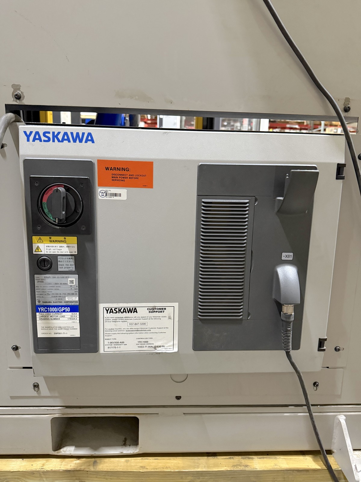 Yaskawa Motoman GP50 Robot YRC1000 Control 50Kg Payload 14 Hours in Enclosure