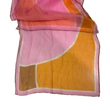 Vera Neumann Vintage Verasheer Silk Blend Scarf Pink Orange Made InJapan 43 x13