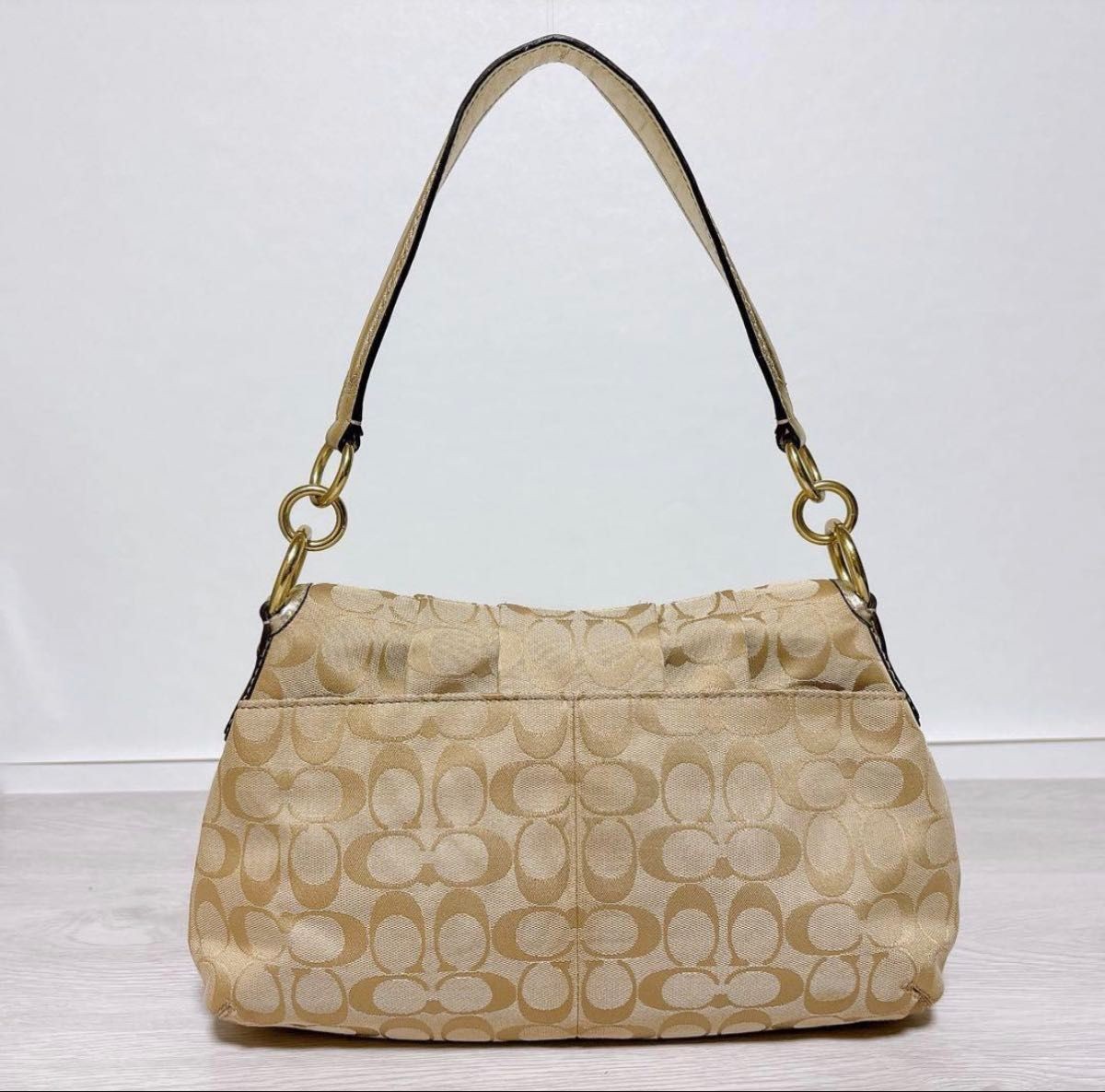 Coach Soho Signature One Shoulder Gold Tote Bag 1a - Gem