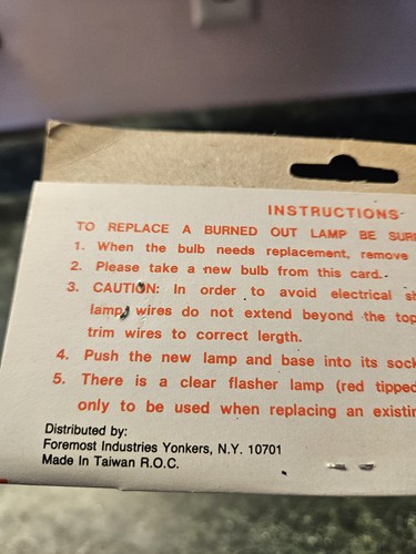 NOS Foremost Indust 3.5v For 35 Light Mini Globe 4 Regular 1 Flasher Multi Color - Picture 6 of 8