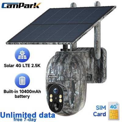 4G LTE PIR Wildkamera 2.5K Überwachungskamera PTZ Kamera SIM Karte Solarpanel