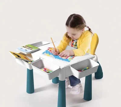 Kids Activity Table and Chairs Set with Storage – Building Block Compatible - Image 1 of 4