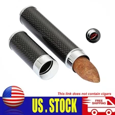 Galiner Portable Cigar Case Carbon Fiber Metal 1 Box Cigar Tube Holder Black