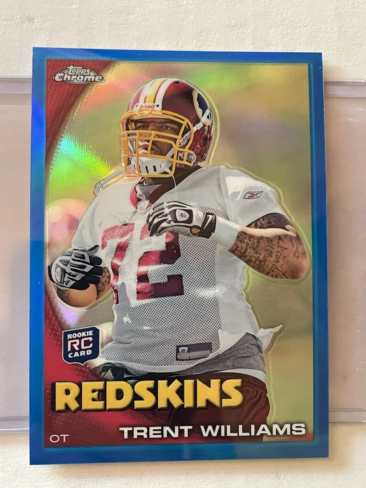 2010 Topps Chrome Trent Williams Blue Refractor 96/199 Redskins Commanders