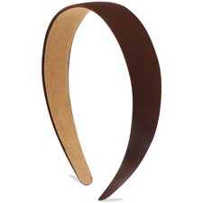 Satin Headbands For Women Girls Brown 1.18 Inch Wide Non-Slip Plain DIY