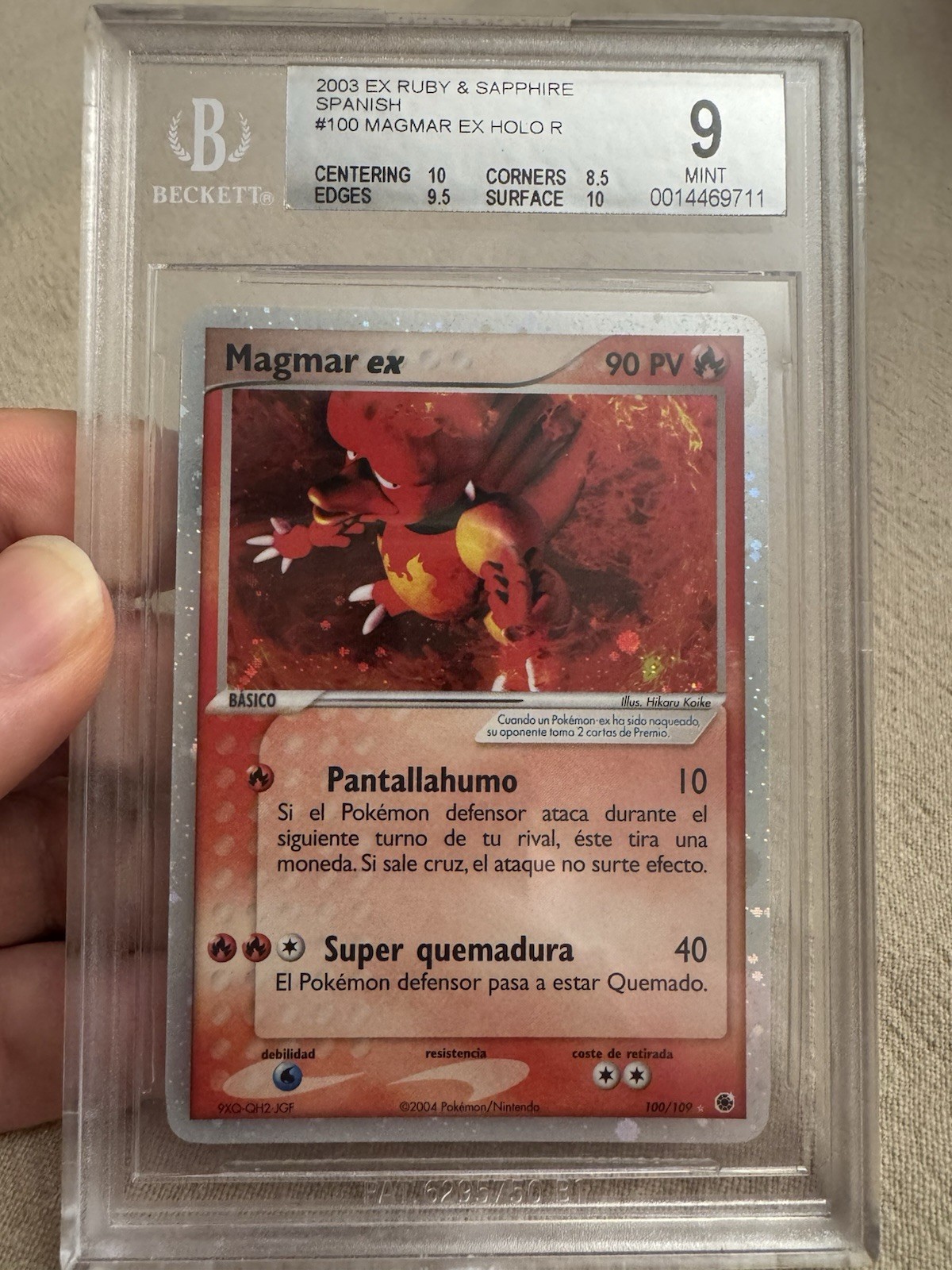 SPANISH BGS Beckett 9 Magmar ex Ruby Sapphire 100 Pack Fresh Pokemon Card TCG