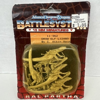 Vintage Dungeons & Dragons Battlesystem Drow Elf Lizard Riders 15mm Figures 9 Pc