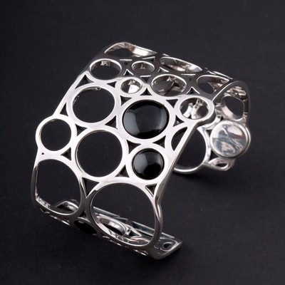 Georg Jensen Sterling Armreif # 466. Silber. Onyx. Regitze Overgaard. Groß. NEU!