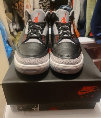 Nike Air Jordan 3 ''Black Cement'', Men s Mid Top Basketball Sneaker Size 14