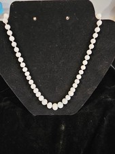 Vintage 18" Graduated White Jade Necklace 5mm-12mm Read 