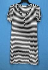 EKOUAER Striped KNIT 1/2-Button BREASTFEEDING Nursing Nightgown SLEEP DRESS Sz S