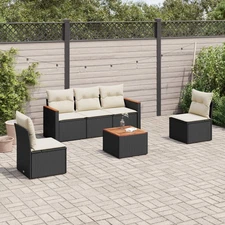 Garden Sofa Set Black PE rattan 6 Piece Set