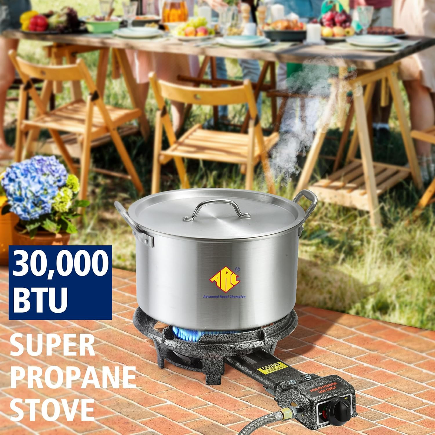 ARC Outdoor Propane Burner Stove, 13" Single Propane Burner, Cast Iron Portable 