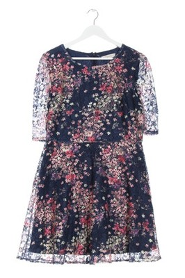 OASIS Kurzarmkleid Damen Kleid Gr. DE 40 blau-pink Elegant