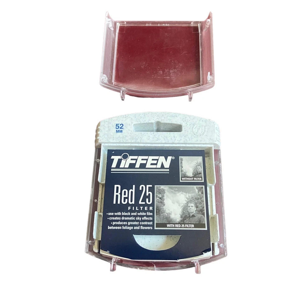 Tiffen Red 25 52 mm Filter In Case Made In USA Use W/ Black & White Film Booklet - Image 3 of 4
