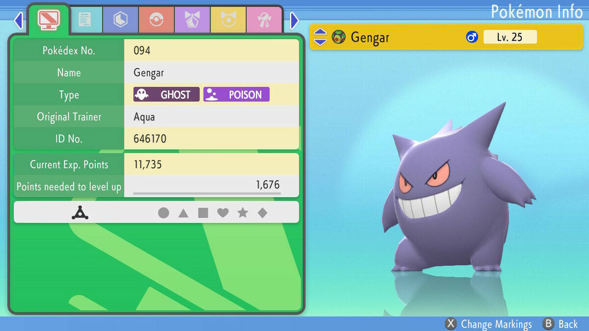 Shiny/non-shiny Gastly/gengar 6IV Brilliant Diamond/shining 