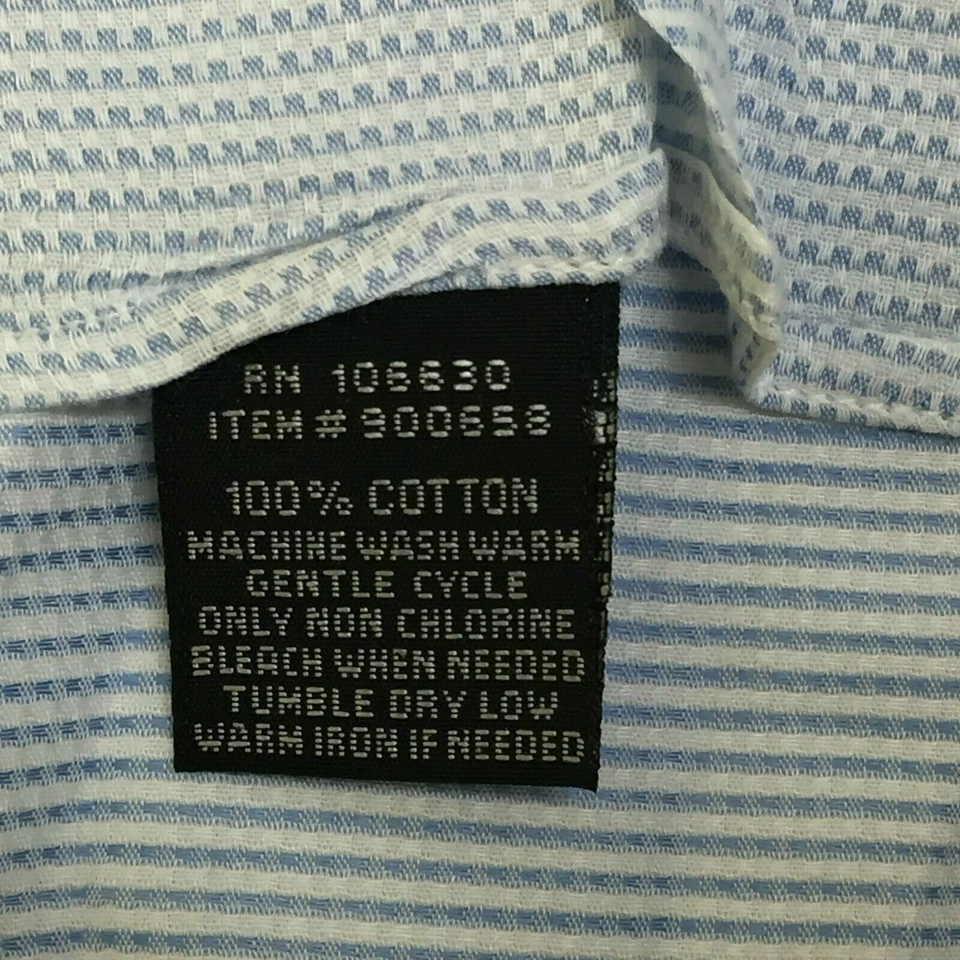 Hathaway Platinum Mens Long Sleeved Dress Shirt Blue Cotton Size XL Extra Large - Image 3 of 4