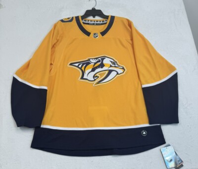 NWT ADIDAS AUTHENTIC PRO NASHVILLE PREDATORS YELLOW HOME JERSEY - Men s 52 (L)