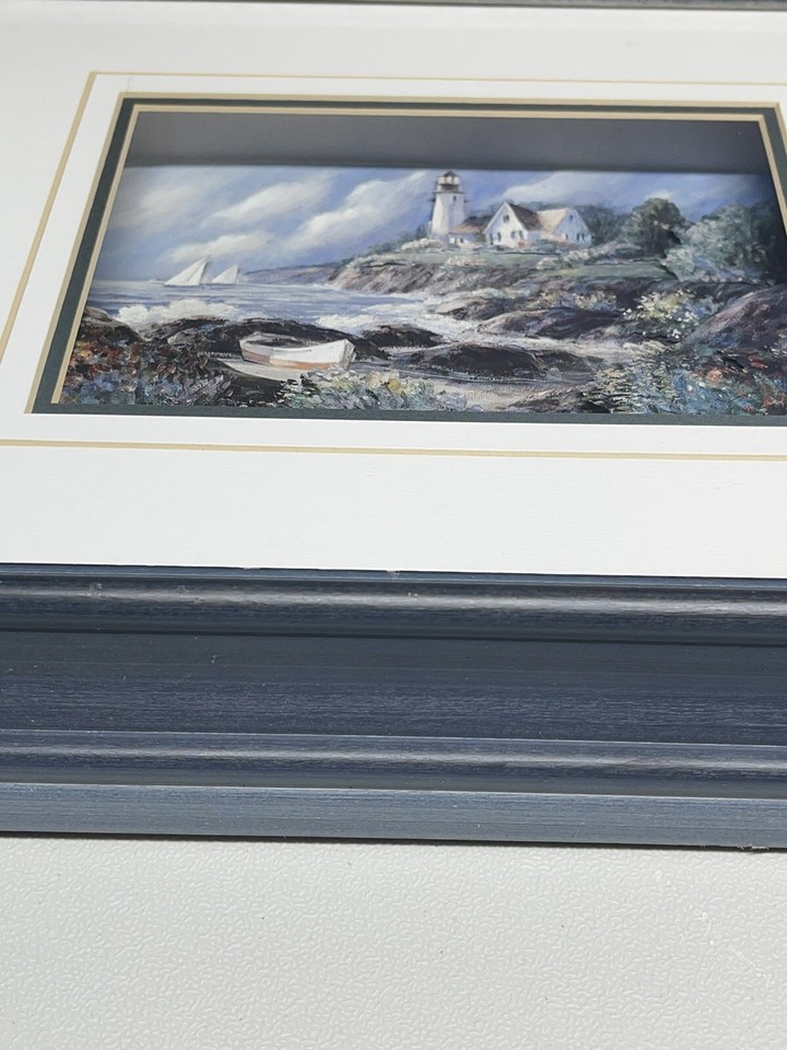 Bjorkland Art Print Seaside Lighthouse Boat Framed Matted