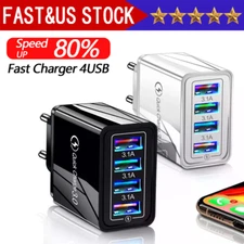 4 Port Fast Quick Charge QC 3.0 USB Hub Wall Home Charger Power Adapter Plug