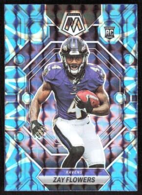 ya♥1 2023 2152B Panini Mosaic BLUE REACTIVE PRIZM Zay Flowers Rookie