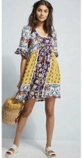 6 Anthropologie Lilka Patchwork Trapeze Dress Size Small