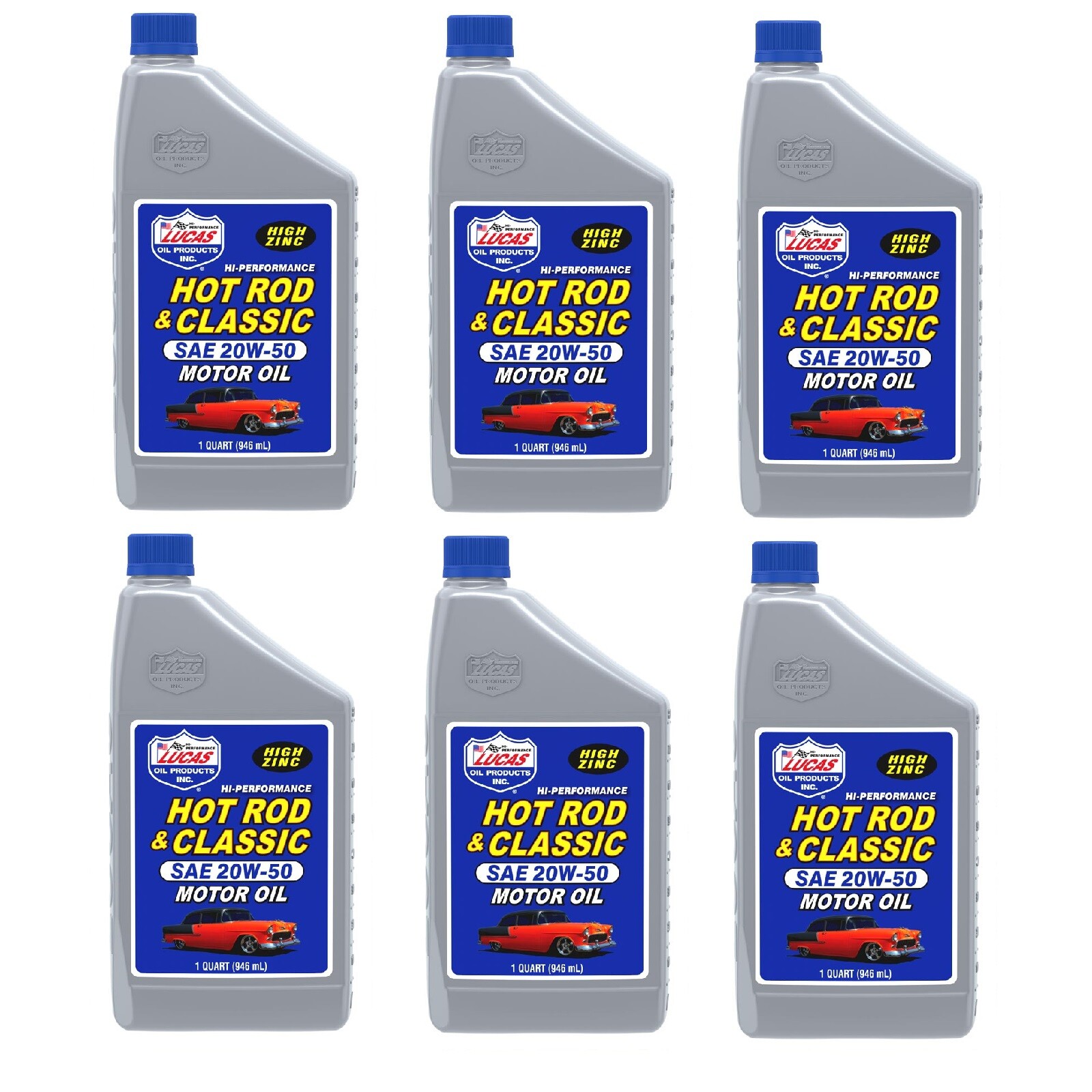 Lucas Oil Set of 6 Hot Rod & Classic Car SAE 20W50 Motor Oil 1 Quart