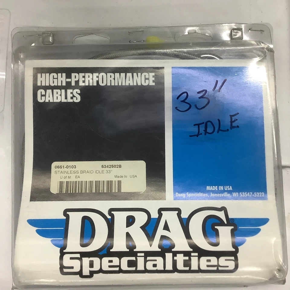 33" Stainless Braided Idle Cable- '96-'21 Harley- Drag Specialties 0651-0103 Foto 3 de 4