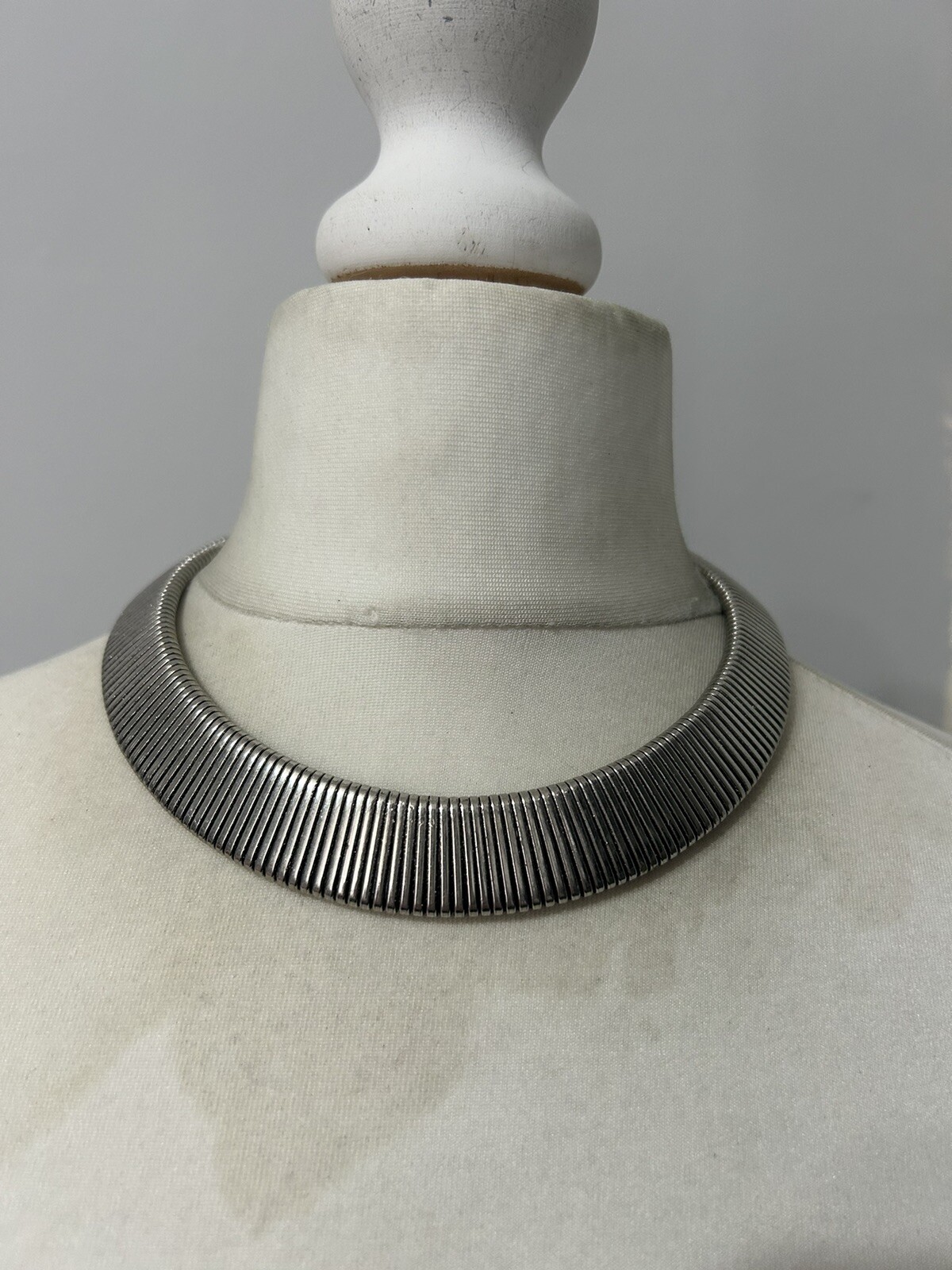 Silver Toned Collar Length Statement Necklace Run… - image 1
