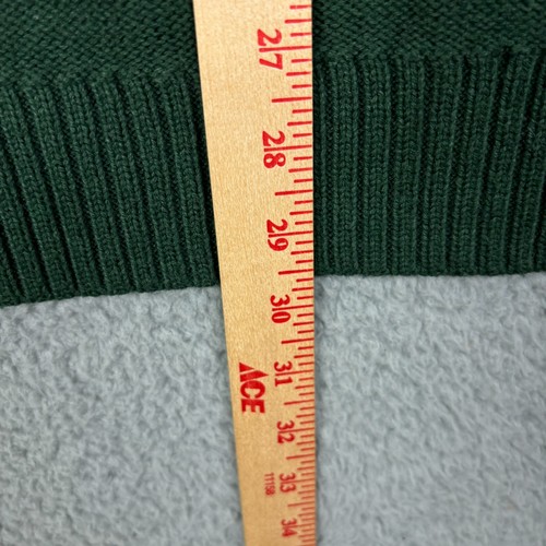 L.L. Bean Sweater Men's XL-Tall Green Waffle Knit Grampa Oversized Pockets - Picture 6 of 14