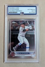 Steven Kwan Topps Chrome Rookie 2022 #USC85 Chrome Hand Signed PSA Slabbed
