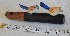 Vintage Hand Carved Wooden Birds  Whistle Folk Art