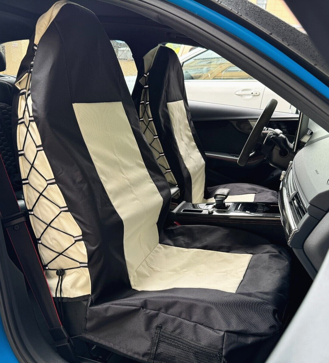 For HONDA CIVIC SEDAN 2012-2017 Seat Covers Beige Black Canvas Tactical  Front