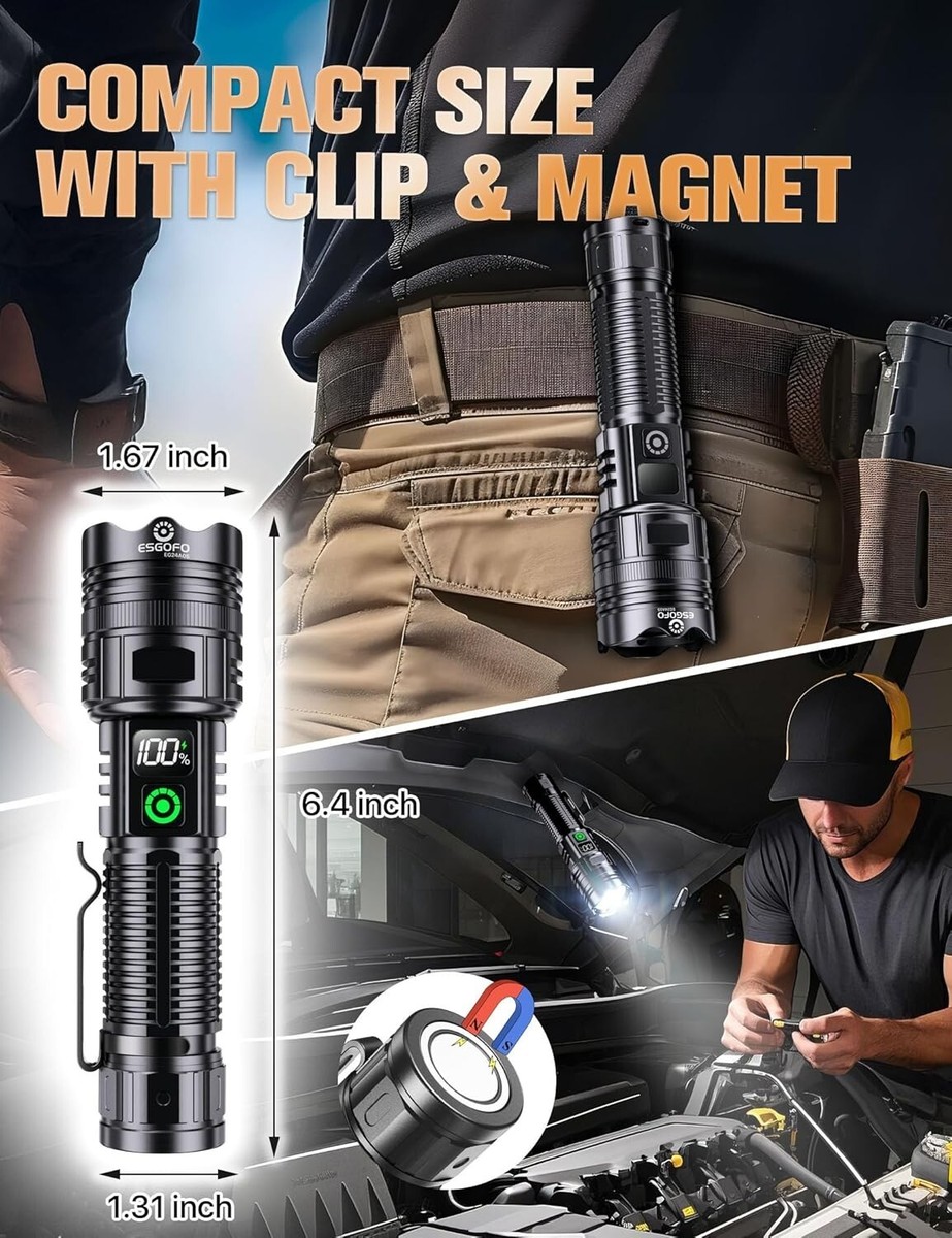 Super Bright Magnetic LED Flashlight Long Distance 3280FT