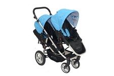 PASSEGGINO DOPPIO / GEMELLARE BLU PER BAMBINI POUSSETTE CARROZZINA