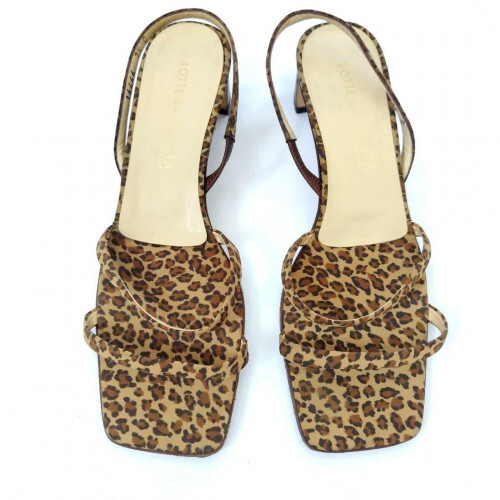 BOTTEGA VENETA Leopard Slingback Sandals Size:7.5 Nylon and