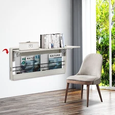 Light Gray Wall Mounted Folding Table, Folding Wall Table For Hoom, Office