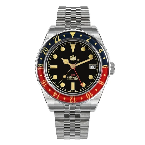 SAN MARTIN SN0005-G-B1 GMT Automatik Edelstahl 40 mm 20 ATM Herren Taucheruhr - Bild 22 von 29