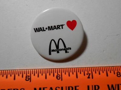 1.75'' McDonalds Pin Back Button Wal-Mart  heart  McDonald's
