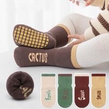 2 Pairs Baby Kids Warm Winter Socks Anti-slip Infant Toddler Thermal Ankle Socks