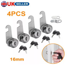 4X 16mm Keyed Cylinder Cam Locks For Tool Box File Cabinet Desk Drawer GB
